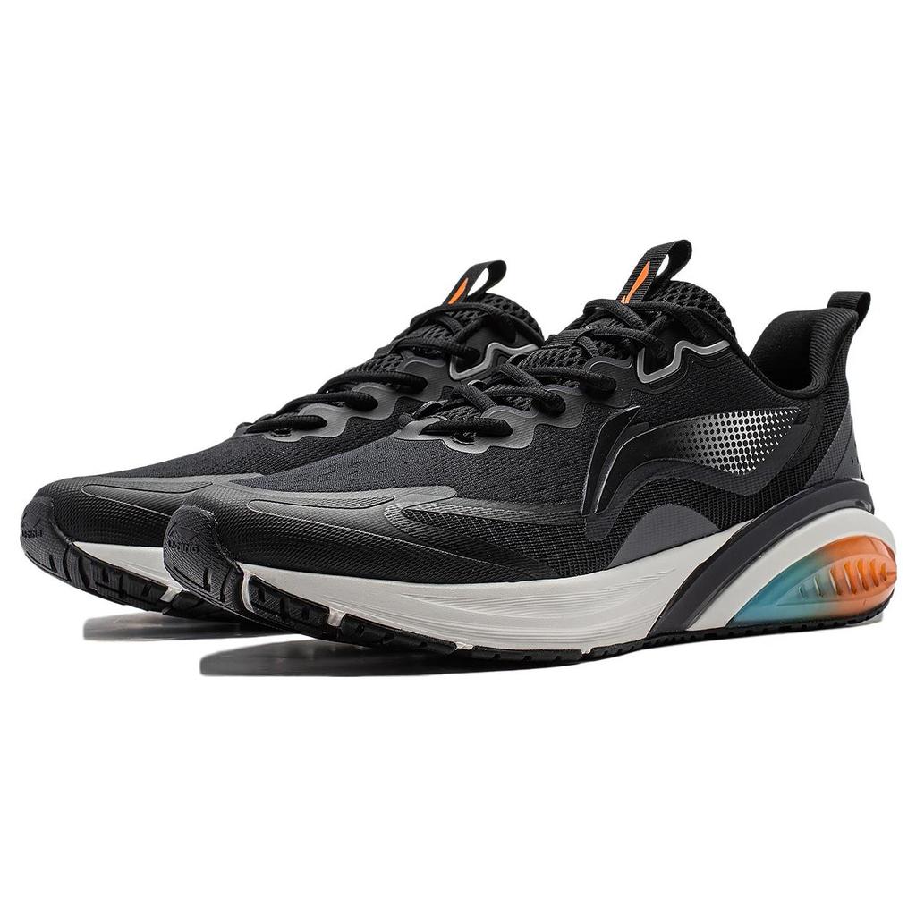 New LiNing Cloudy Cushioning Low Top Running Shoes Men's Black White ARST059-5