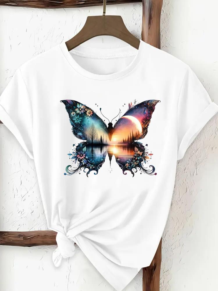 (Asian Size) Print Tee Top lovely cute 90s Women Woman Fashion Clothing T Shirt  Female Short Sleeve Graphic T-shirts