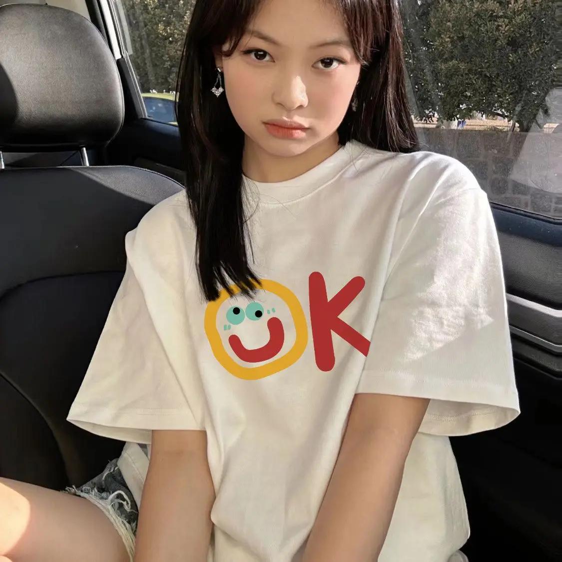 

Smiley Print Women Crew Neck Tshirt Short-sleeved T-shirt for Women in Summer American Retro Design Fashion Top T Shirt S