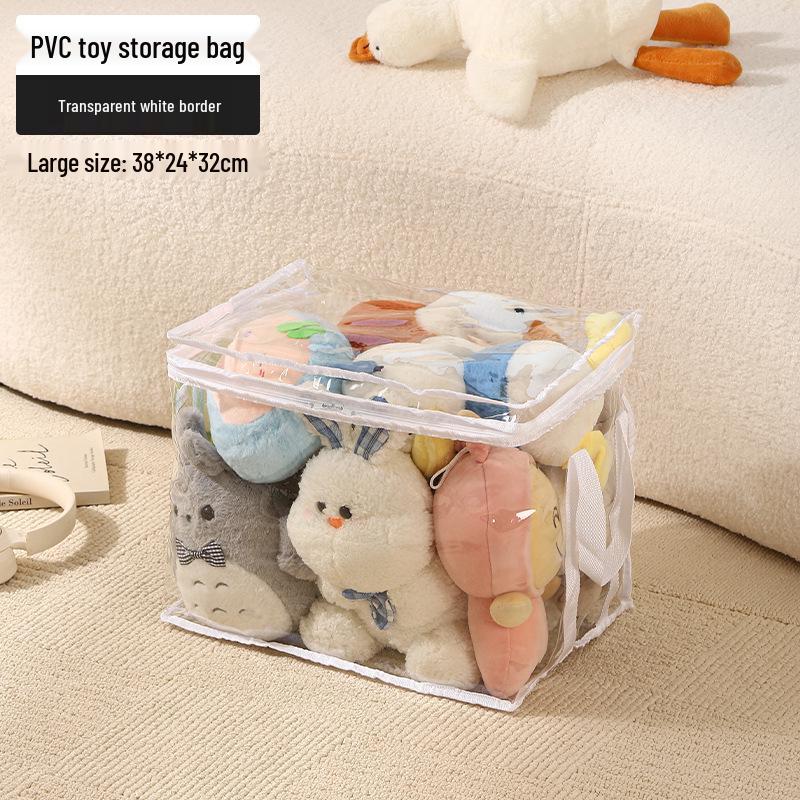 Transparent Plush Toy Storage Box for Dolls & Books, Large Capacity, Waterproof