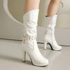 Fashion Belt Buckle Rivet Boots Medium Knight Boots Fashion Boots Water Platform Thick High Heel Boots 32-43 Boots