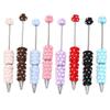 Pearl DIY Clay Heart Bead Pen Full Diamond Smooth Writing Flocked Heart Beaded Pen Handmade Glitter Bead Beaded Ballpoint Pen