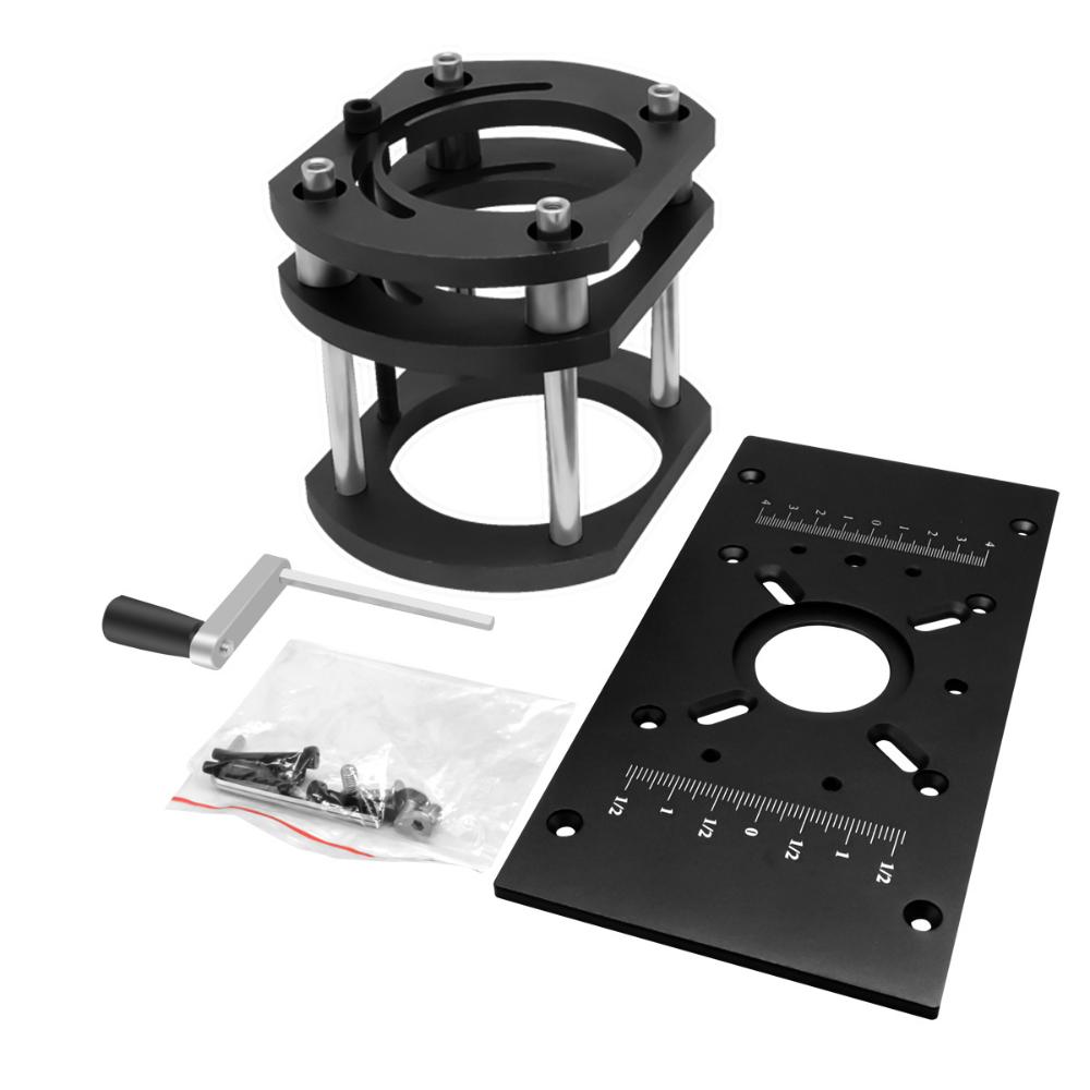 Woodworking Aluminum M8 Router Insert Plate,Carving Machine Lift Base,Router‑Table Lifting System for 65mm Motor