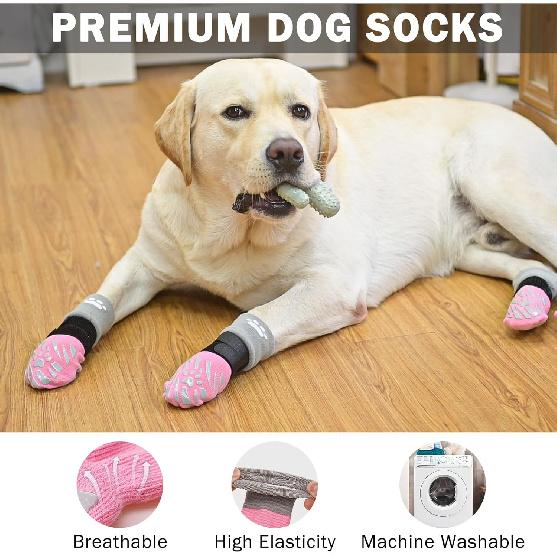 SCENEREAL Dog Socks to Prevent Licking Paws for Hot/Cold Pavement, Dog Boots & Paw Protectors for Small Medium Large Dogs, Senior Dog Grippy Socks