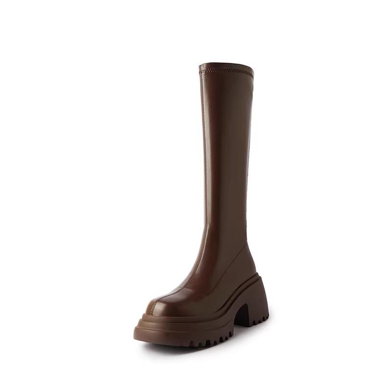 Fashion Platform High Heel Women Ankle Boots Fashion Thick Bottom Elastic Slim Female Short Booties