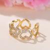Wish Creative Fashion Gold Hollow Heart Diamond Ring Female Simple