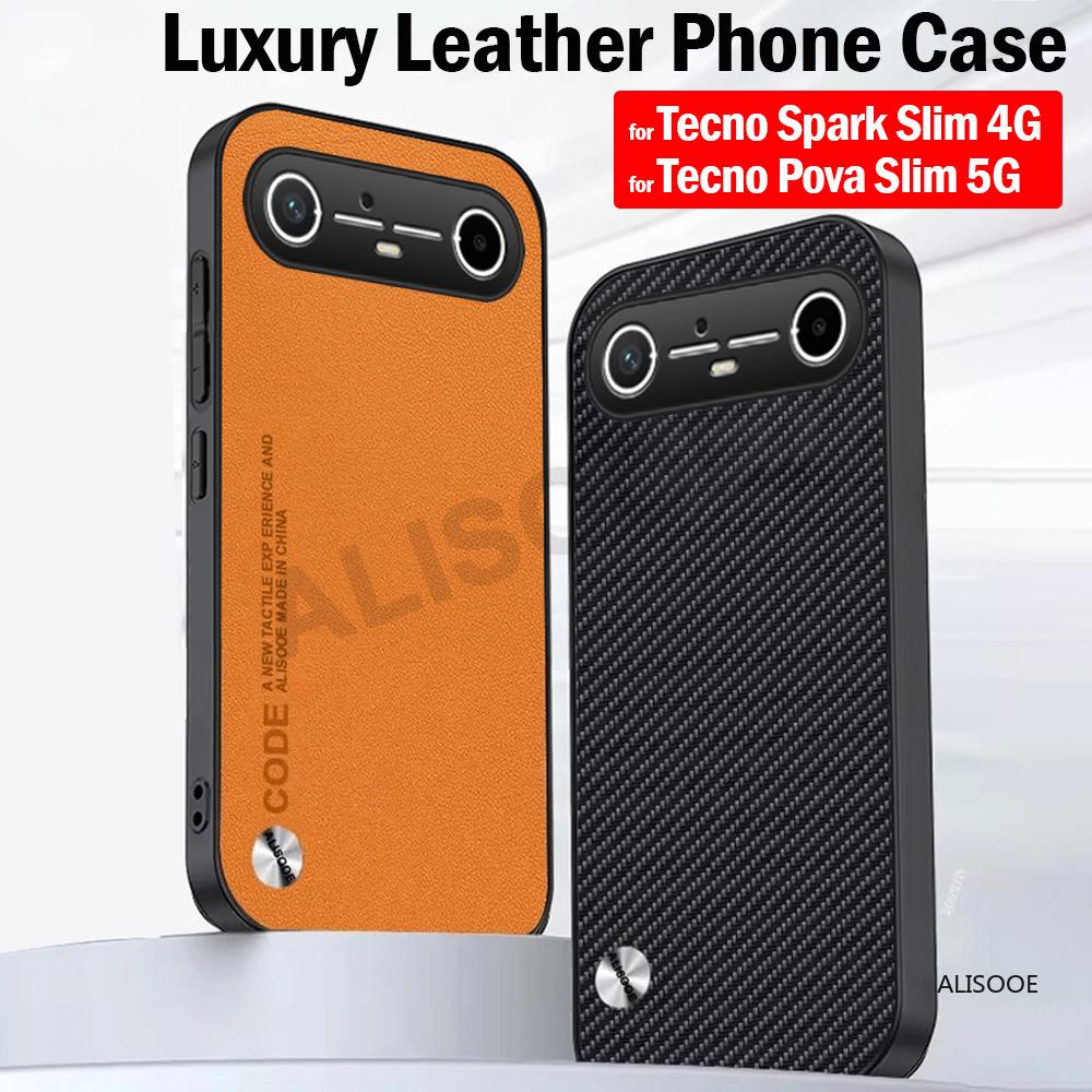 Kožené pouzdro pro Tecno Spark Slim 4G Pouzdro pro Tecno Pova Slim 5G Kryt Módní vláknitá textura PU kůže Ochrana Zadní kryt