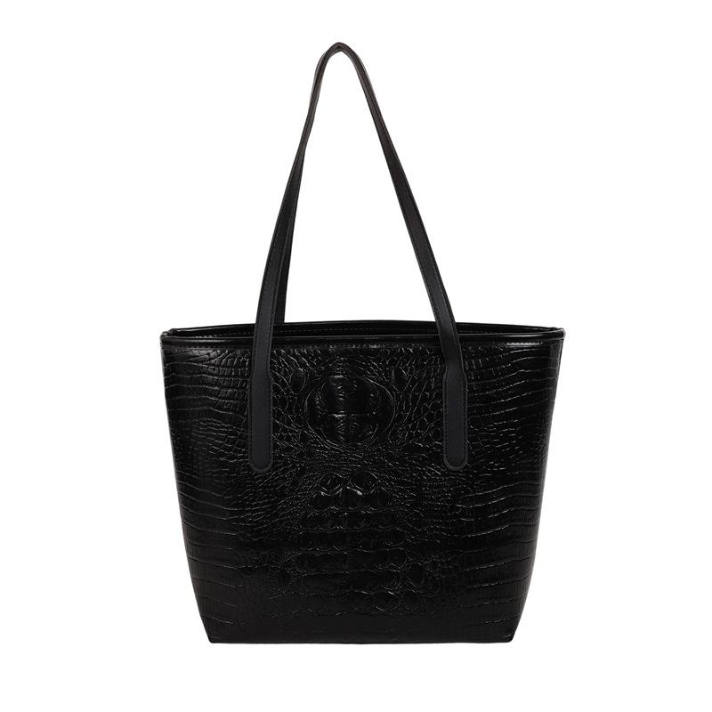 Retro bag women's new large-capacity crocodile pattern tote bag literary and leisure versatile shoulder bag