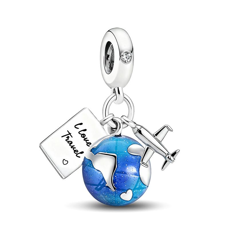 

925 Silver Color Summer Camera Beer Lemon Town Casual Bead DIY Bracelet Making High Quality Jewelry Gift