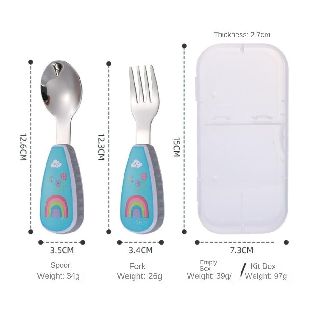 

2pcs Stainless Steel Baby Eating Training Utensils Food Grade Children s Tableware Toddler Feeding Rainbow