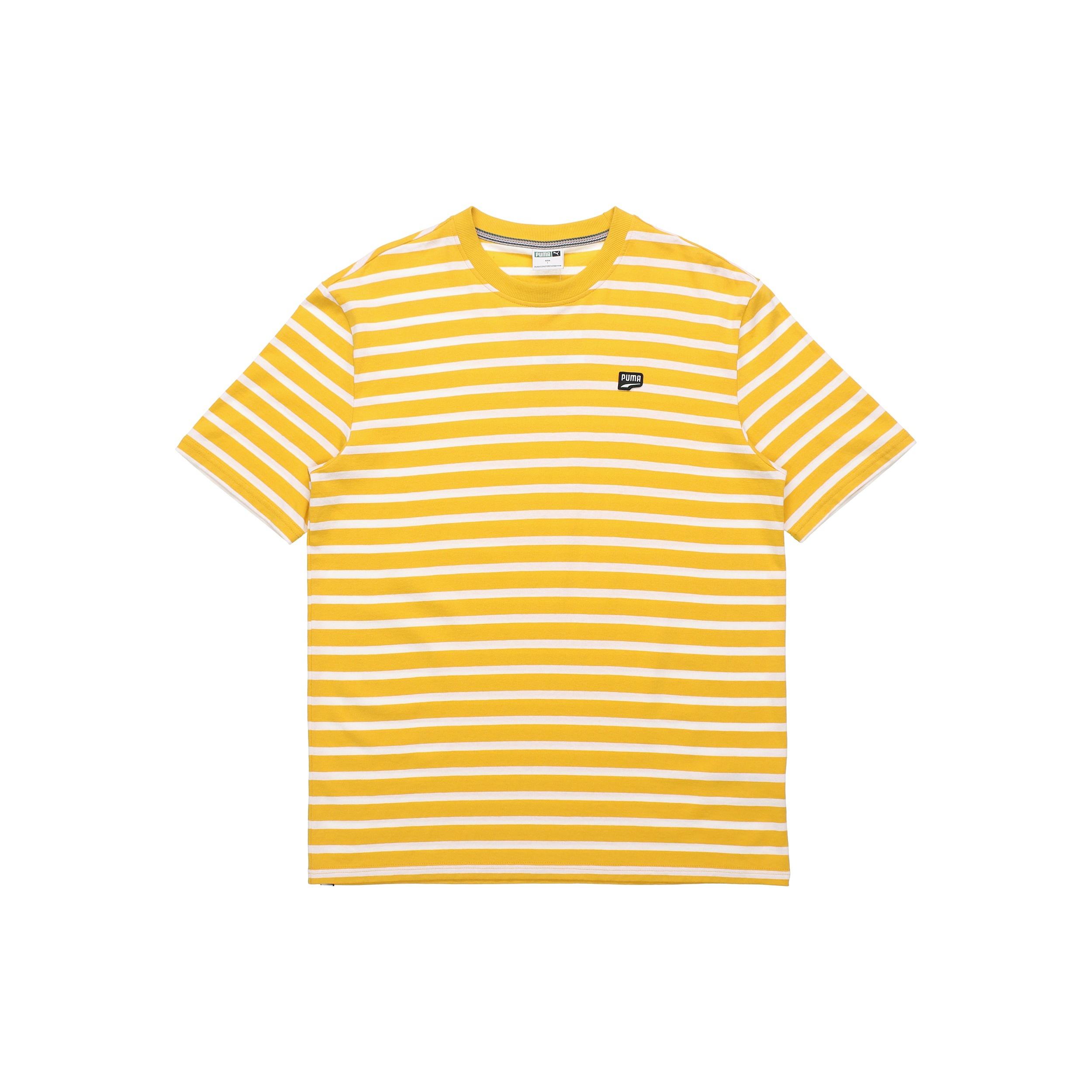 PUMA Downtown Strlped Stripe Round Neck Short Sleeve Gold Color Men s 597457-25 L