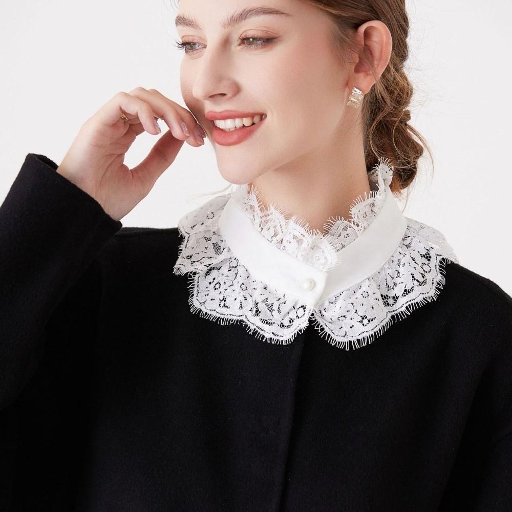 Simple Floral Detachable Lapel Collar Capelet Standing Collar Fake Lace Collar Removable Soft Lace Neckline Gift
