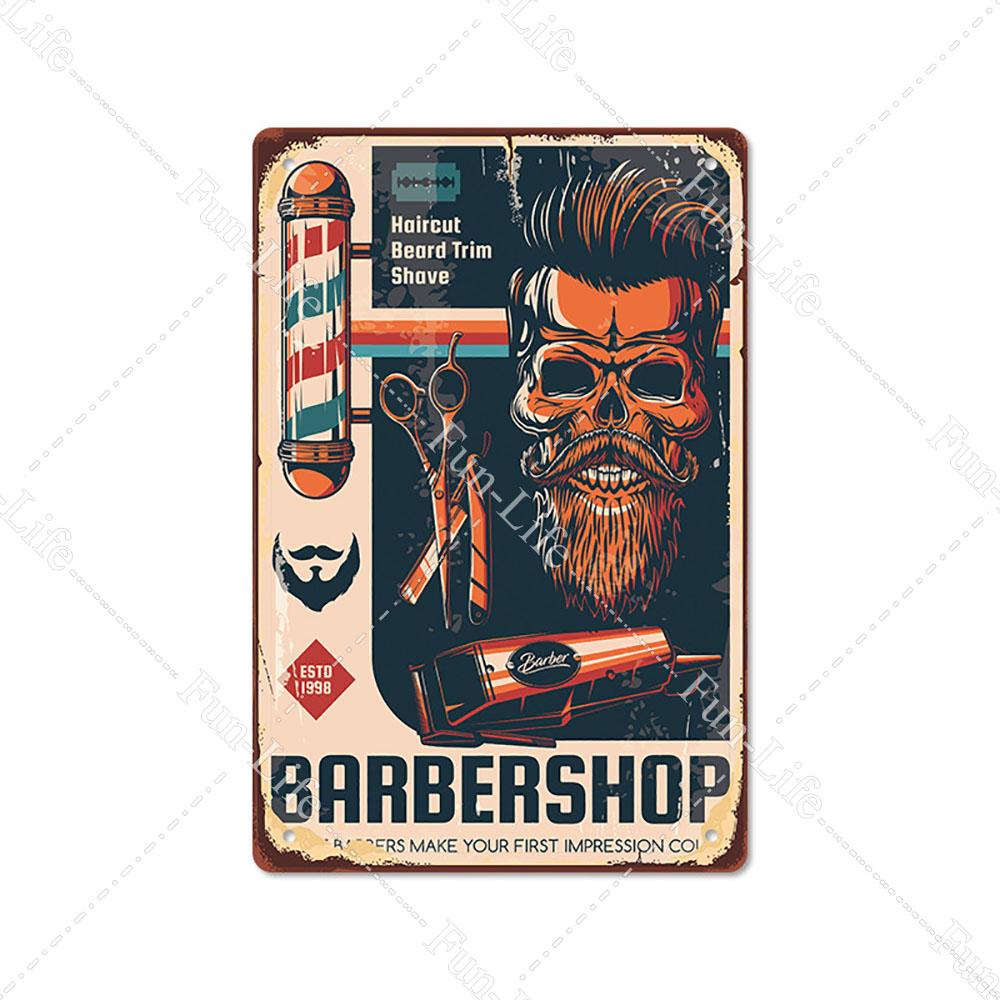 2024 New Barbershop Retro Plate Poster Vintage Home Decor Retro Metal Tin Signs Pub Car Garage Wall Art Home Decor 20x30cm