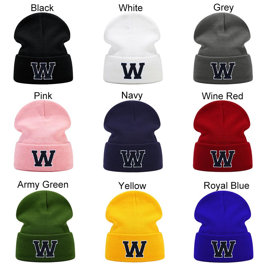 Unisex Letter A-Z Embroidery Beanie Hat for Men Women Winter Knit Caps Soft Ski Hat
