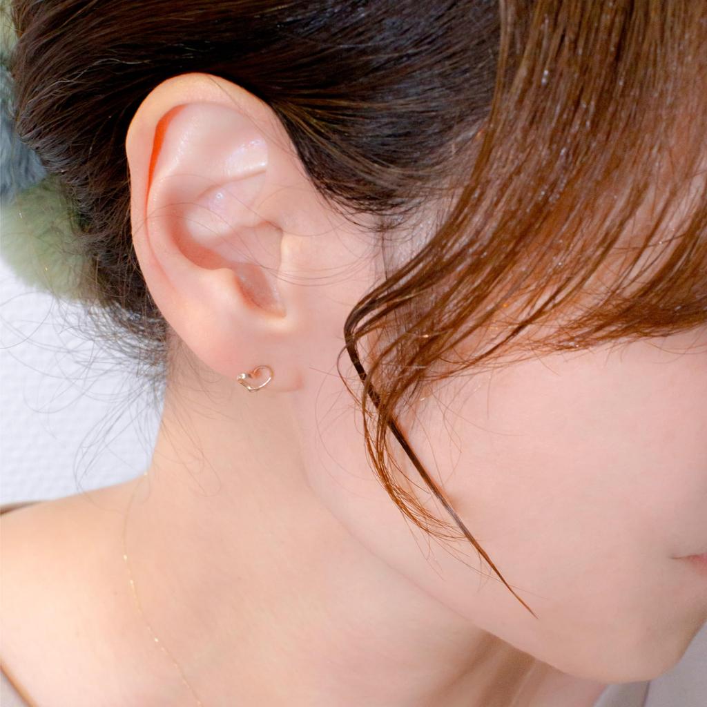 ESTELLE [Official] Women's K10 Pink Gold Heart Motif Earrings 0202-3522-0019-0000