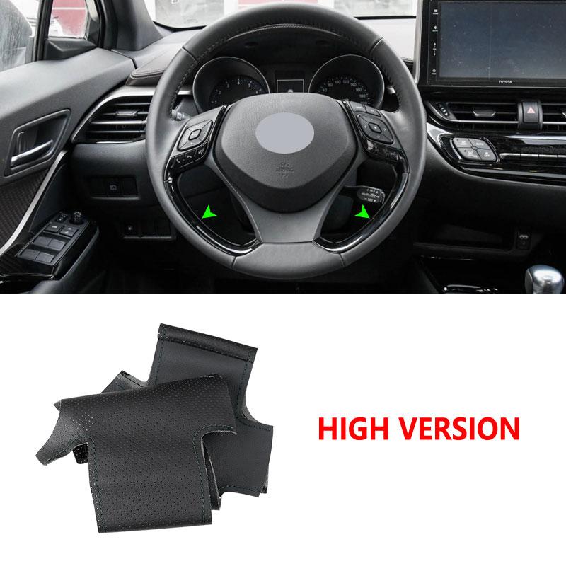 For Toyota Izoa 2018  C-HR CHR 2016 2017 2018  Hand-stitched Perforated Leather Car Interior Steering Wheel Cover Black