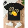 European sizes Featuring a Cartoon Lemon Fireworks Print, This Trendy and Fashionable T-shirt Is Casual and Comfortable, Perfect for Girls