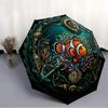Oceanic Mechanical Wonder Pattern Umbrella, Portable and Foldable Design, 8 Ribs, a Casual Accessory for Halloween, Christmas, and Birthday Gifts.