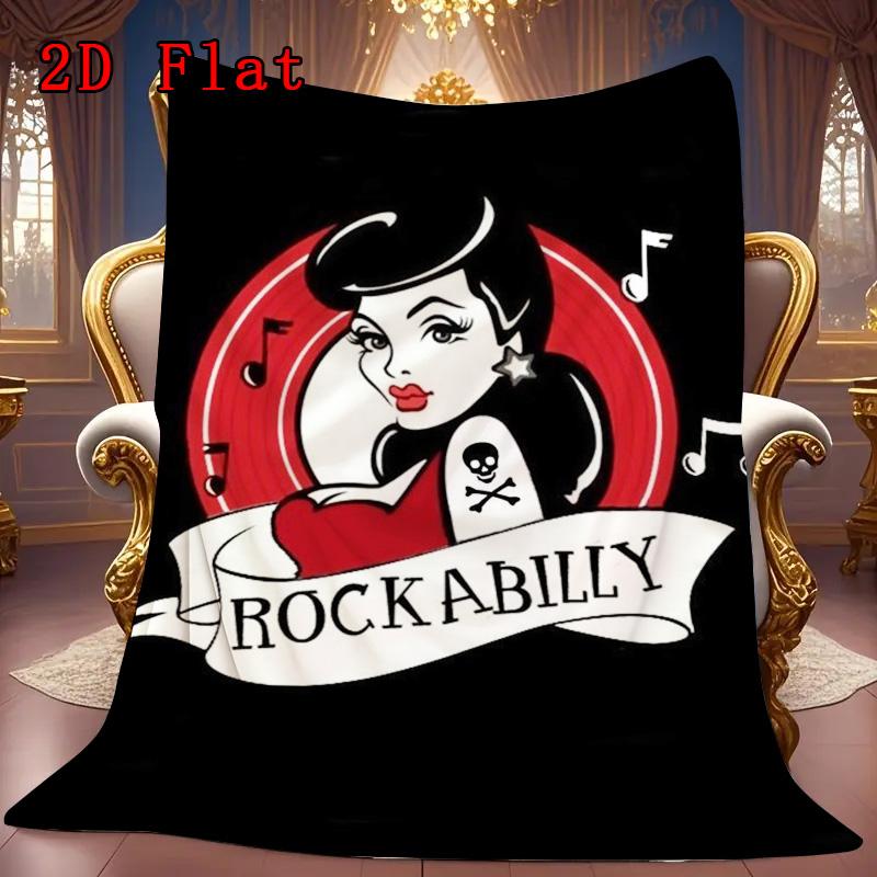 Retro Rock Poster 2D Flat Pattern Flannel Blanket High Quality All Seasons Warmth and Comfort Perfect for Christmas Gifts.SMT0917544