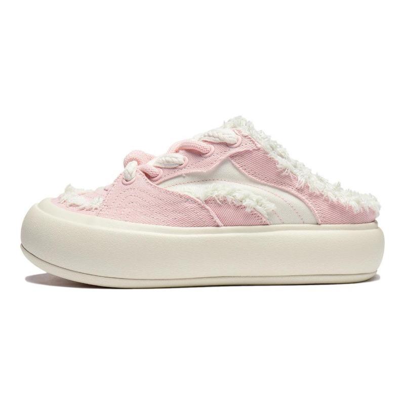Li-Ning Puff MULE women s trendy low-top skate shoes non-slip cushioned pink white AZGU014-6 35.5