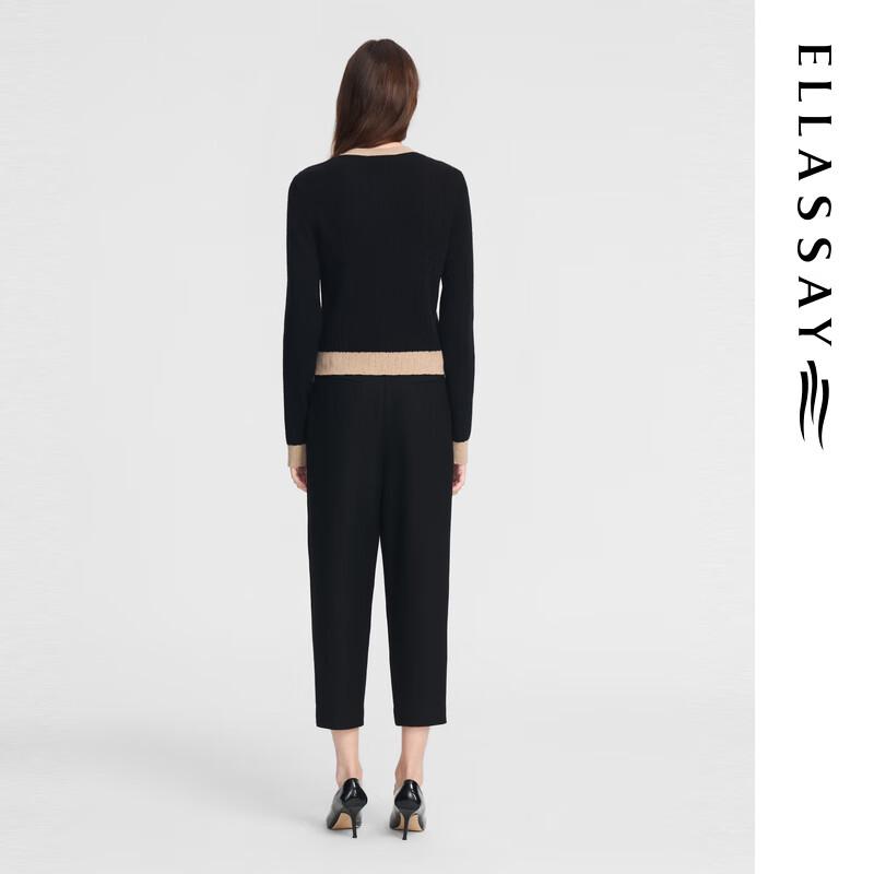 ELLASSAY Women's 100% Merino Wool Paperbag Waist Cropped Pants