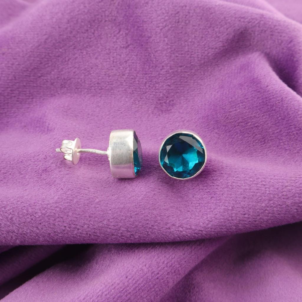 Apatite Gemstone Sterling Silver Stud Post Push Back Throat Chakra New Earrings EE-150-10