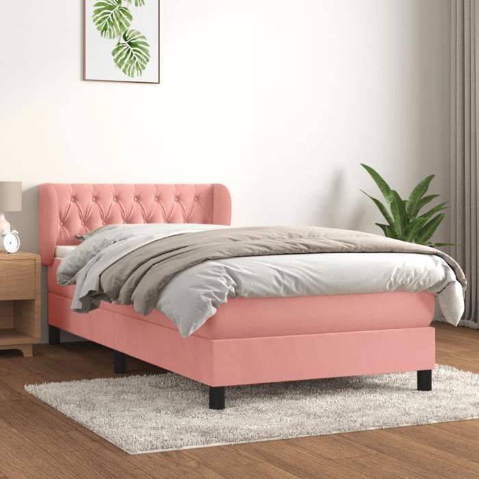 3127660 vidaXL Lit à sommier tapissier avec matelas Rose 100x200 cm Velours