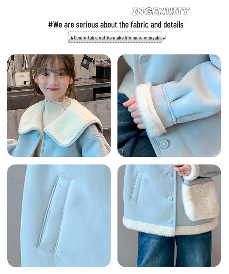 Girls' Lambswool Fleece Lined Coat - 2025 Autumn/Winter Collection