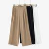 Heavyweight Silk Stretch Georgette Wide-Leg Pants - Casual, Comfortable, Mulberry Silk, Eight-Point Length