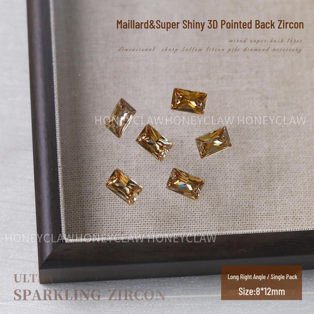 Champagne & Light Coffee Zircon Nail Art Gems: Large Pointed, Teardrop, Horse Eye, Pigeon Egg Shapes