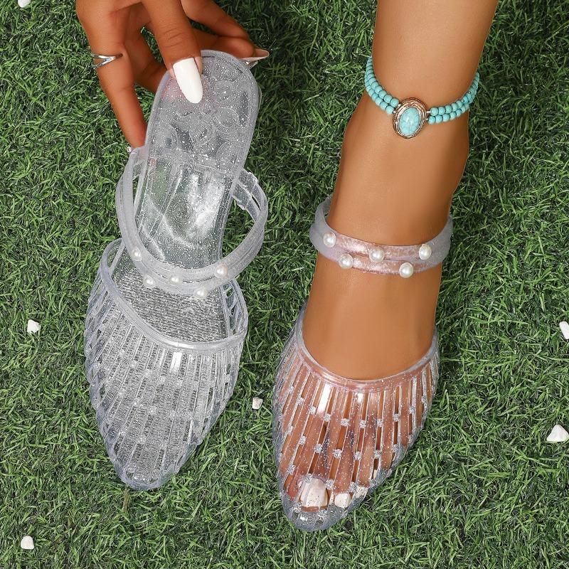 Fashion 2025 Summer New Women's Closed Toe Sandals Pointed Toe Square Heel Slip On Sandals for Outdoor Hot Sale Daily Beach Casual Shoes