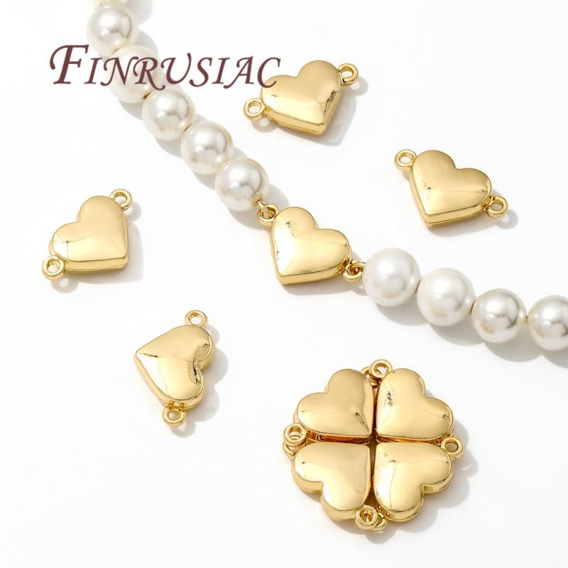 18K Gold/Rhodium Plated Magnetic Clasps For Jewelry Making,Heart Connectors For Bracelets Accessories DIY Necklace Findings