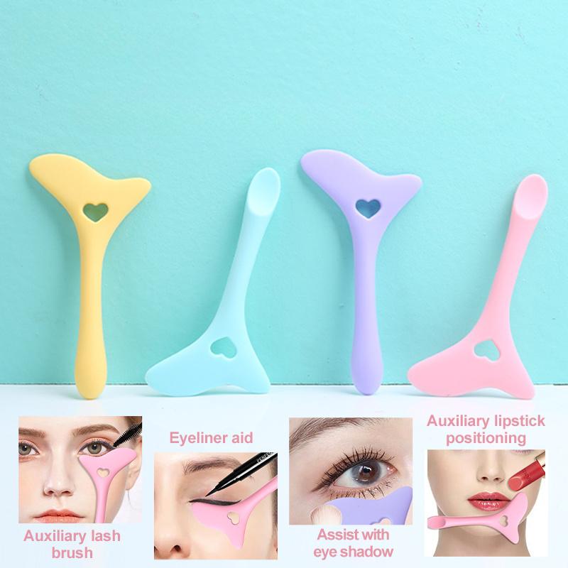 

1pc Pink Silicone Makeup Stencil Tool Multi-Functional Eyeliner Lipstick Guide Heart-Shaped Winged Eyeliner Template Eas