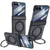 Anti-peeping Tempered Glass Bling Diamond Case For Samsung Galaxy Z Flip 7 Flip6 Magnetic Metal Bracket Hinge Shockproof Cover