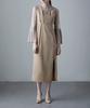 Pleated Bell Sleeve M [etoll] I-line Dress, One-piece, Wedding, After-party, Formal, Beige,