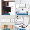 Black Portable 360 Trifold Mirror with Height Adjustable Telescoping Hooks Ideal for Self Hair Cutting Makeup Essential Fordable