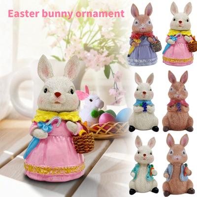 5.9 Inch Resin Bunny Decoration Spring Easter Decorative Figurine Desktop Ornaments For Party Home Festival Cute Bunny Easter Gift