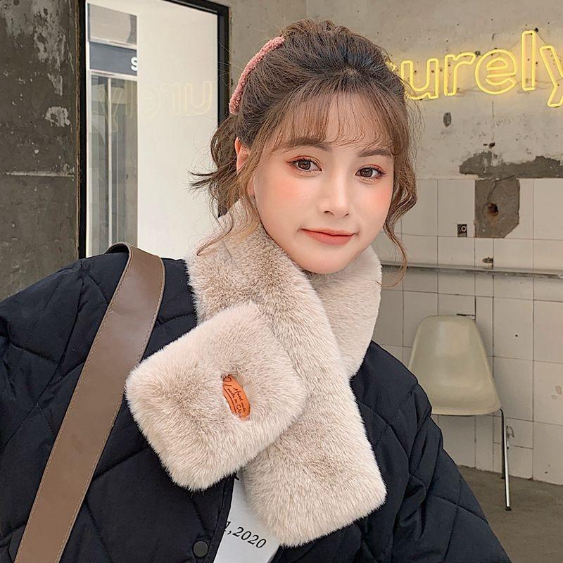 New Mao Mao collar scarf winter women's warm imitation Rex rabbit plush scarf neck protection cute neck cover