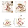 3 teile/satz Vintage Floral Tee-Set, Teetassen (240ml), Teekanne (900ml), China-Teeservice, Teeservice, Teetassen- und Untertassen-Set für Erwachsene, Porzellan-Teeservice
