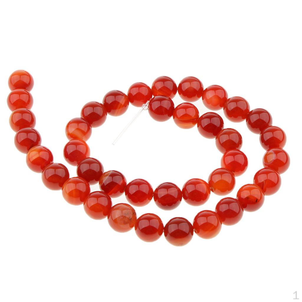 Accessories Red Striped Agate Round Gem Loose Beads 10MM