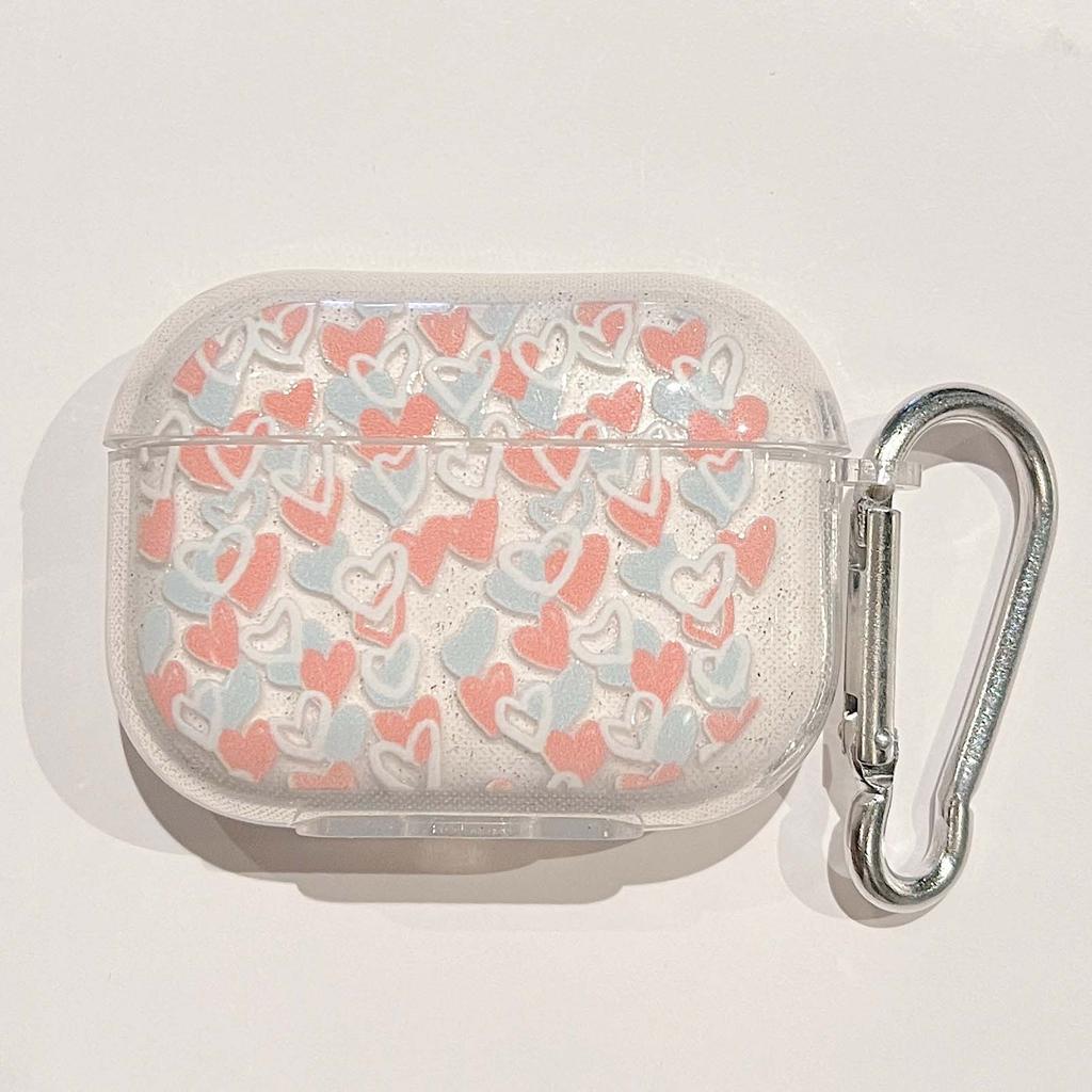 INS Cute Heart Earphone Case For AirPods Pro 2nd Case Glitter Shiny Clear TPU for Air Pods 1 2 3 Bluetooth Earphone Charging Box