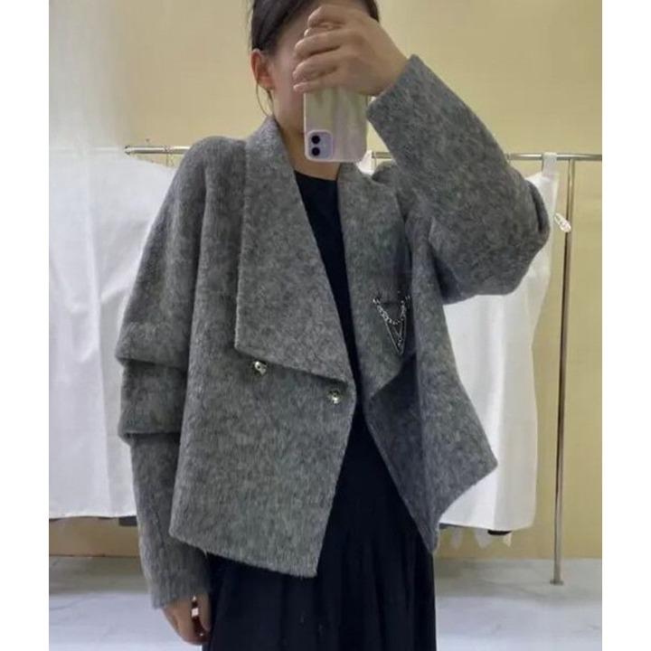 Modischer kurzer Wollmantel für Damen mit doppelseitigem Design
