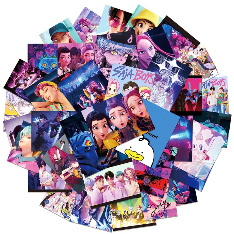 50Pcs Anime Kpop Demon Hunters Stickers Diy Stickers Scrapbooking Phone Luggage Notebook Skateboard Waterproof Decals