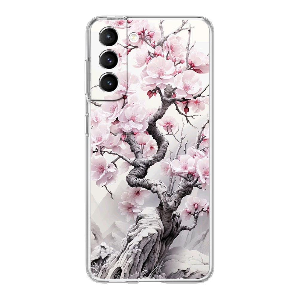 Cherry Blossom Tree Phone Case For Samsung Galaxy S24 S23 S22 S20 Ultra S21 FE 5G S10 S9 Plus S10E S8 Soft Silicone Clear Cover