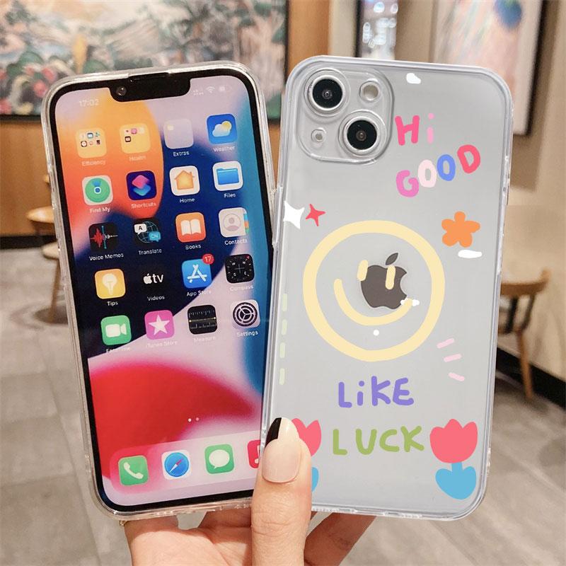 Husă transparentă pentru Apple iPhone 14 11 13 12 Pro 7 8 Plus XR X XS Max 6 6S 13Pro Husă de telefon din silicon Love Line Flower