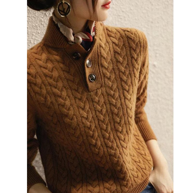 

Xiaoxiangfeng Long-sleeved Sweater In Winter New Women s Thickened Stand-up Collar Bottoming Sweater S