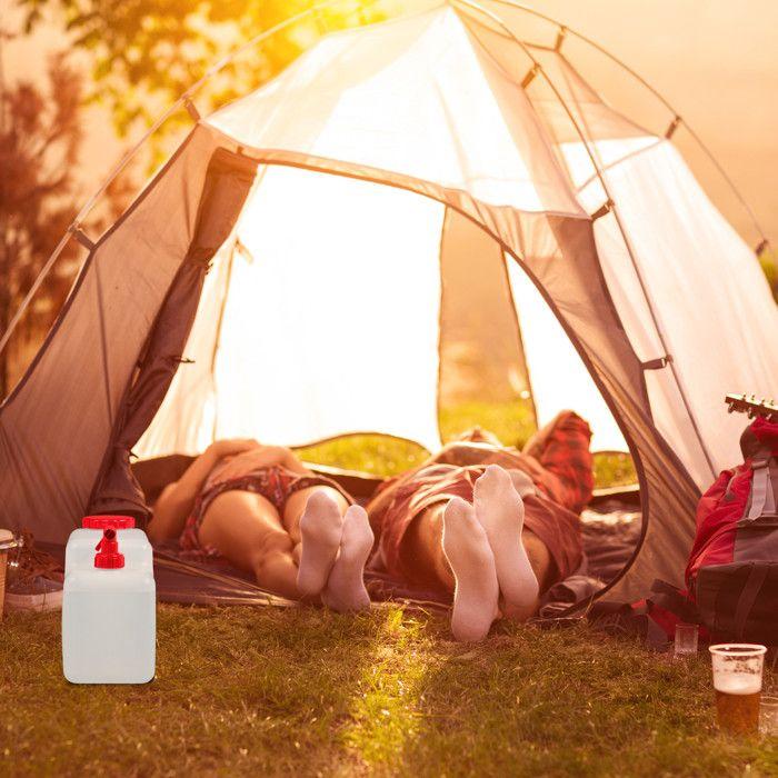Relaxdays jerricane d’eau avec robinet, couvercle à visser, bidon à eau de camping, 18 l, sans bpa, blanc-rouge