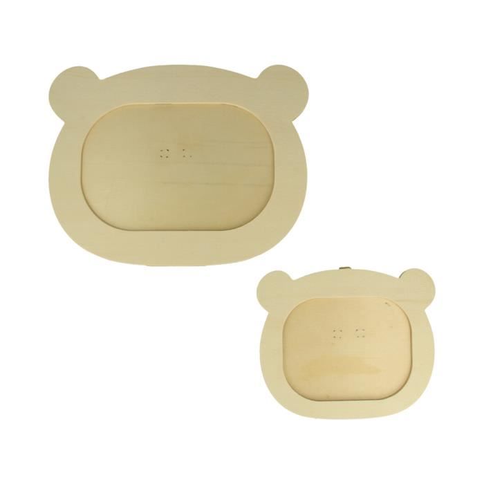 Cadre photo - Cadre en Bois - Ourson - 2 pièces - Dimensions 13.5x11 cm et 20.5x16 cm - Beige
