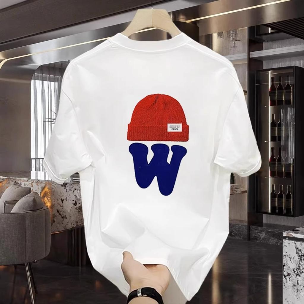 American Heavy Cotton Short-Sleeved Men'S Personalized Letter Printing Loose And Versatile Round Neck Half-Sleeved Large-Size T-Shirt
