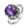 Vintage 925 Silver Ring Irregular Flowers Natural Rose Quartz Punk Ring Bohemian Silver Ring Fine Jewelry For Women
